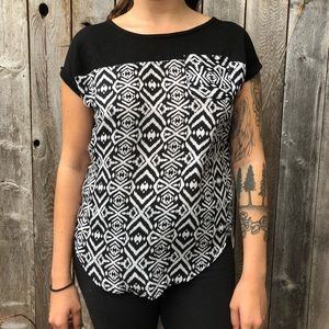 Cute Black and White Geometric Tribal Print Top